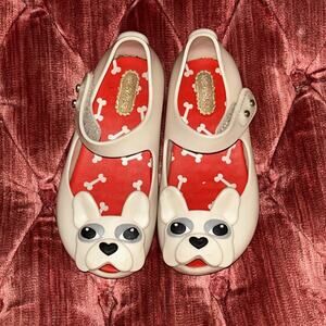Mini Melissa Ultragirl Dog, White Size 8 Toddler Frenchie Mary Jane